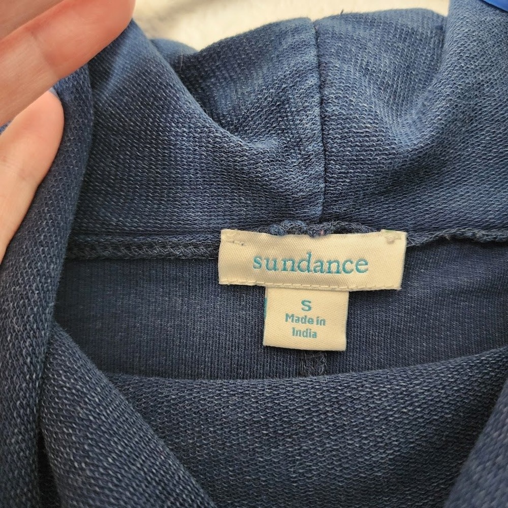 SUNDANCE Blue Boho Cowl Neck Tunic Wide Bell Sleeve Top lagenlook S - Picture 7 of 8